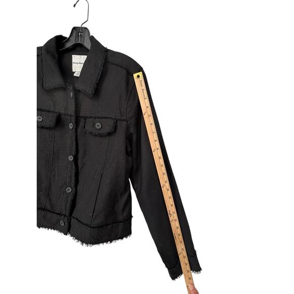 Tommy Bahama Two Palms 100% Linen Raw Edge Jacket Black Large Coastal - Picture 4 of 10